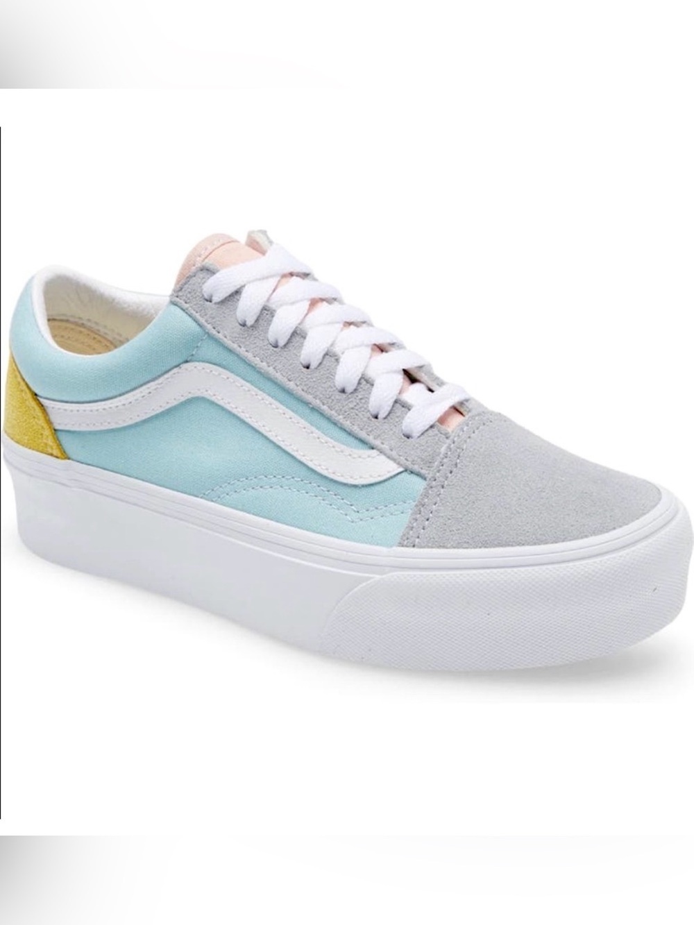 Vans Old Skool Platform Color Block Pastel EUC Size 9.5
